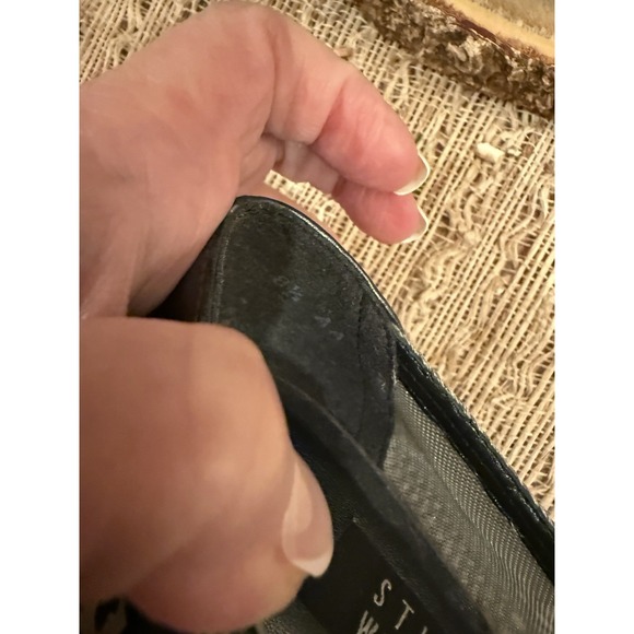 Stuart Weitzman Woven Mesh Point Block Heel Pumps Grey Silver Black Sz-8.5AA New - Picture 10 of 13